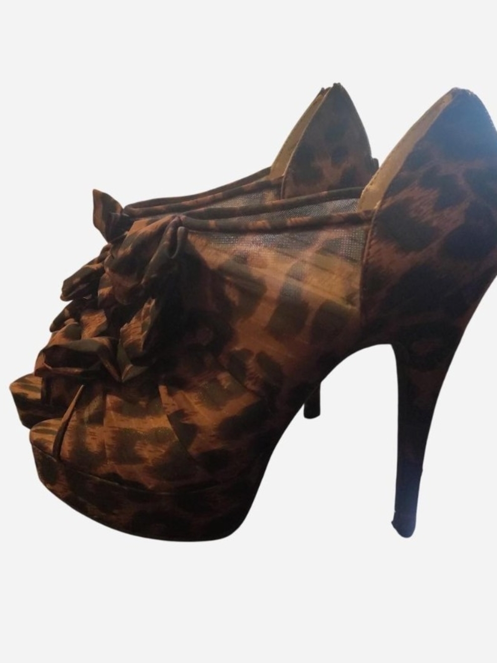 Metaphor Leopard Print Peep-Toe High Heel Booties - Brown